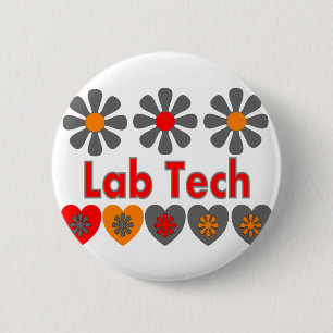 Lab Tech RETRO flowers 2 Inch Round Button