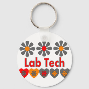 Lab Tech RETRO flowers Keychain