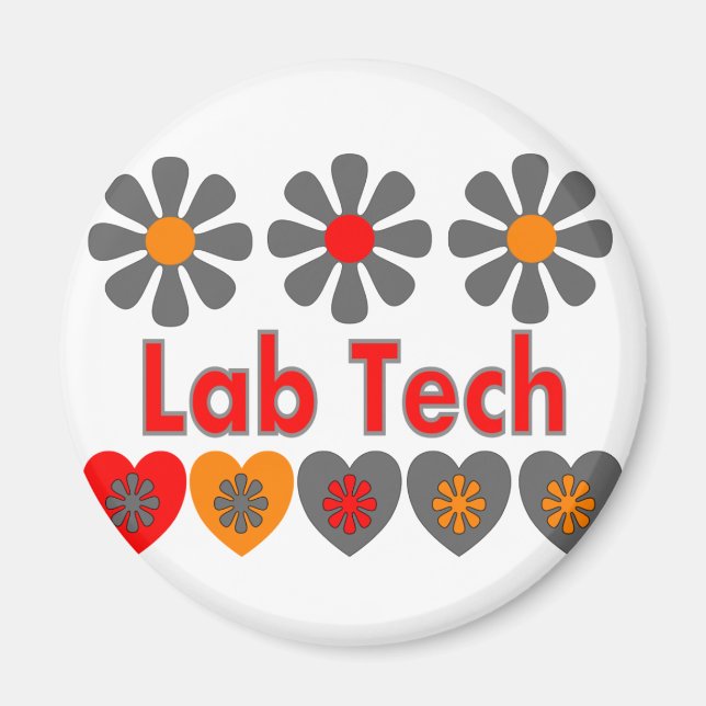 Lab Tech RETRO flowers Magnet (Front)