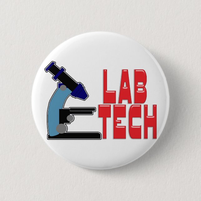 LAB TECH with MICROSCOPE 2 Inch Round Button (Front)
