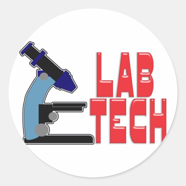 LAB TECH with MICROSCOPE Classic Round Sticker (Front)