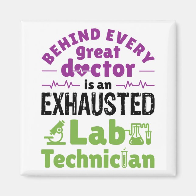 Lab Technician Medical Technologist Exhausted Magnet (Front)