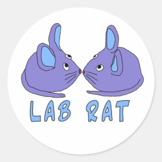 lab | two purple blue laboratory mice science classic round sticker