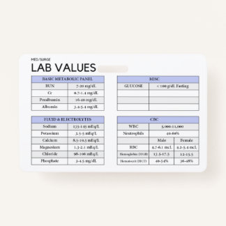 Lab Values  Badge