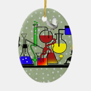 LAB WARE - LABORATORY  GLASSWARE MAD SCIENTIST CERAMIC ORNAMENT