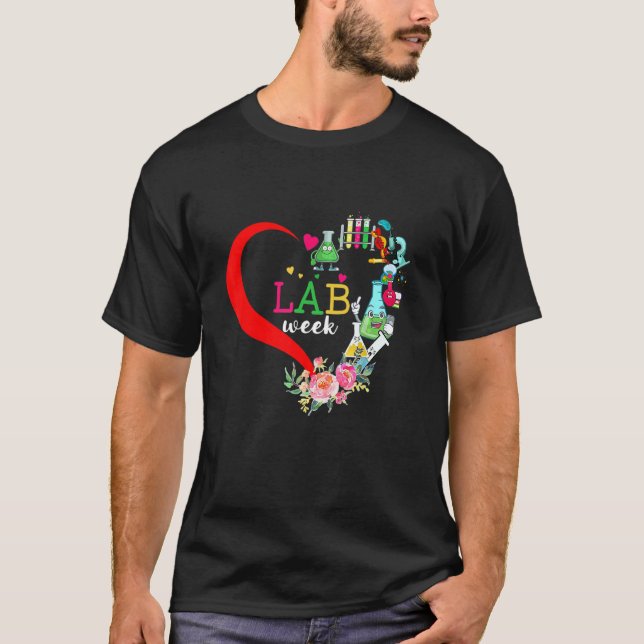 Lab Week 2022 Laboratory Tech Heart  Technologist T-Shirt (Front)