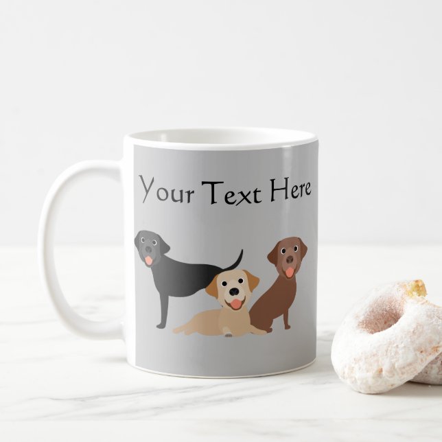 Lab Yellow Chocolate Black Customize Labrador Coffee Mug (With Donut)