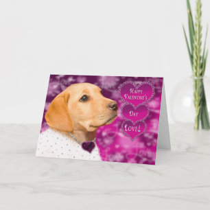 LABARADOR VALENTINE CARD - PURPLE/PINKS