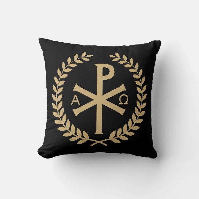 Labarum - Chi Rho - Roman Imperial Standard Throw Pillow (Front)