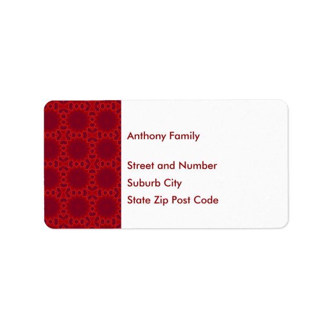 Label Abstract Red Circles Pattern on White (Front)