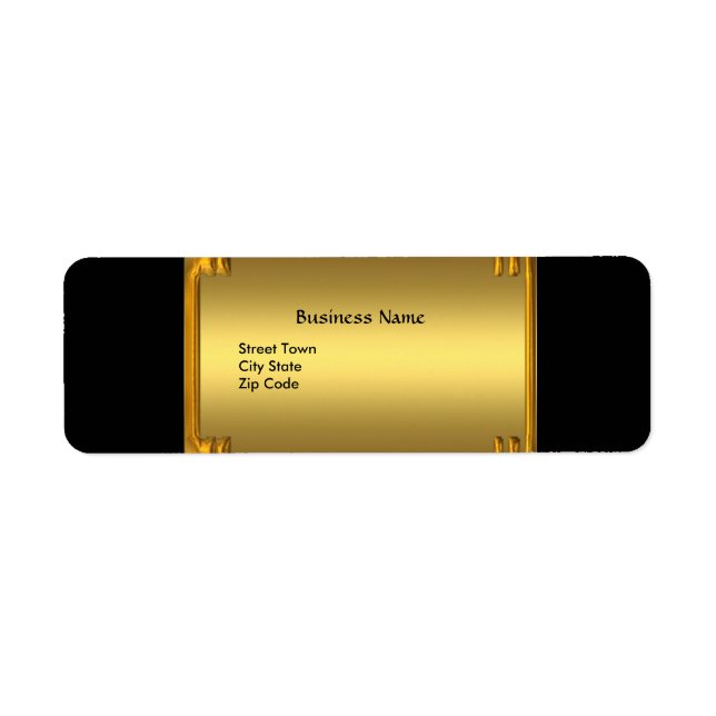 Label Business Elegant Black Gold Frame (Front)