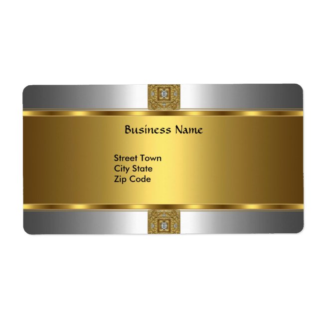 Label Business Elegant Silver Gold Jewel (Front)