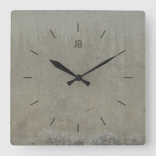 LABEL CONCRETE SMOOTH   industrial decor Square Wall Clock