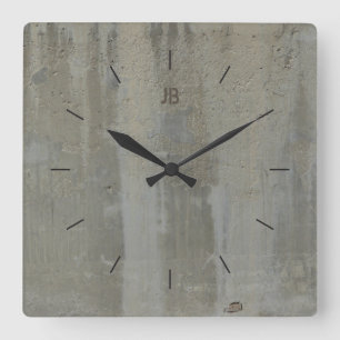 LABEL CONCRETE STAINED  industrial decor Square Wall Clock