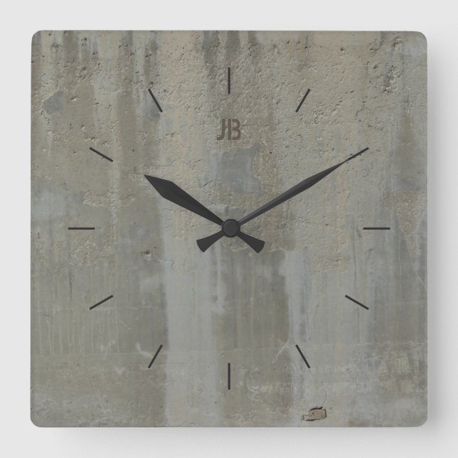 LABEL CONCRETE STAINED| industrial decor Square Wall Clock (Front)