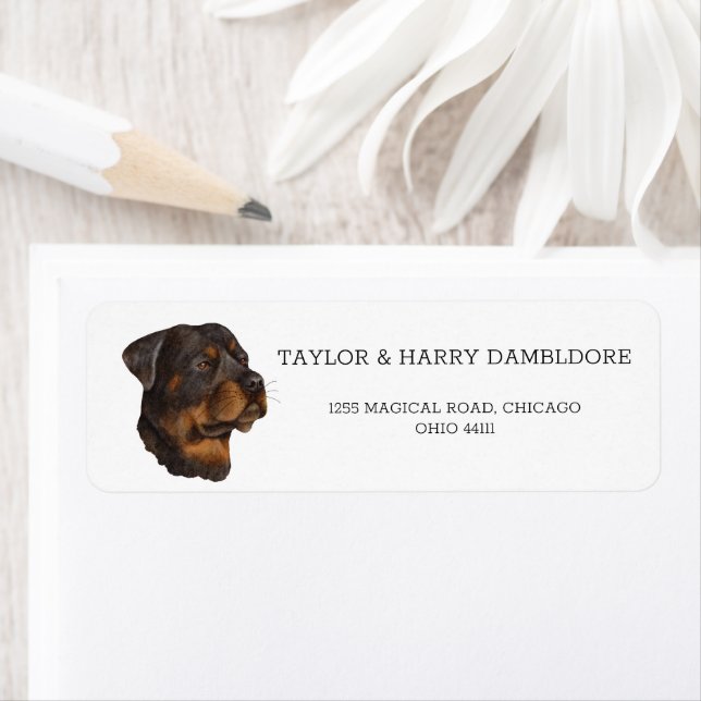 Label d'adresse de retour allemand Rottweiler (En situation)
