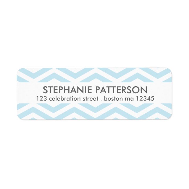Label d'adresse de retour bleu moderne Chevron (Devant)