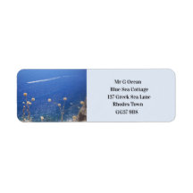 Label d'adresse de retour de la mer bleue grecque