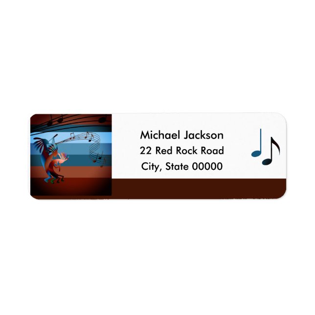 Label d'adresse de retour de musique Kokopelli (Devant)