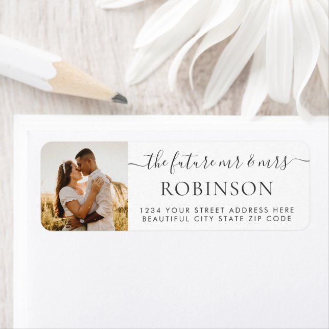 Label d'adresse de retour du Mariage photo moderne (En situation)