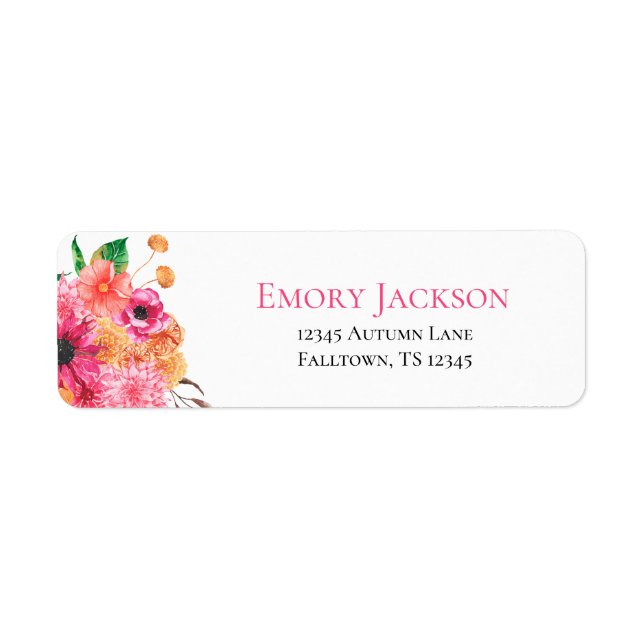 Label d'adresse de retour Fall Dahlias (Devant)
