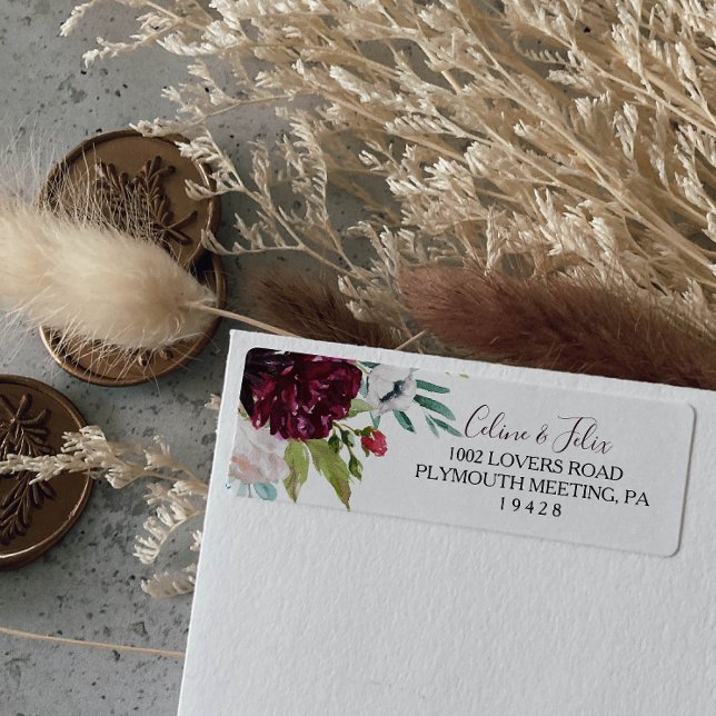Label d'adresse de retour Floral de la marine de B (Créateur téléchargé)