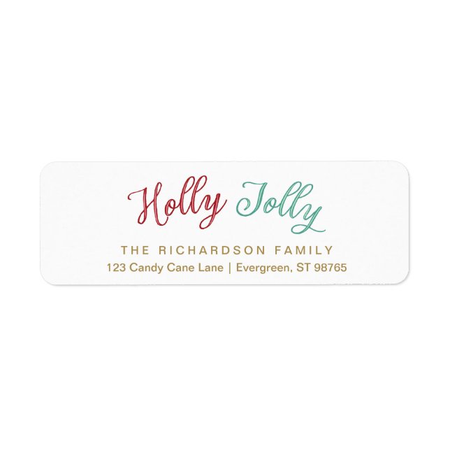 Label d'adresse de retour Holly Jolly Christmas (Devant)