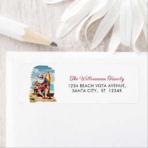 Label d'adresse de retour Mele Kalikimaka Surfing