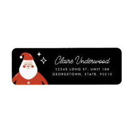 Label d'adresse de retour Modern Cute Santa Claus