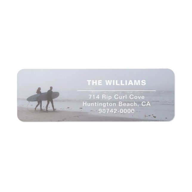 Label d'adresse de retour Modern Surfing Couple (Devant)