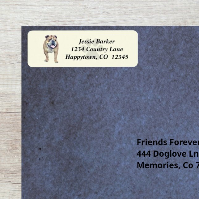 Label d'adresse de retour Pastel Bulldog (Créateur téléchargé)