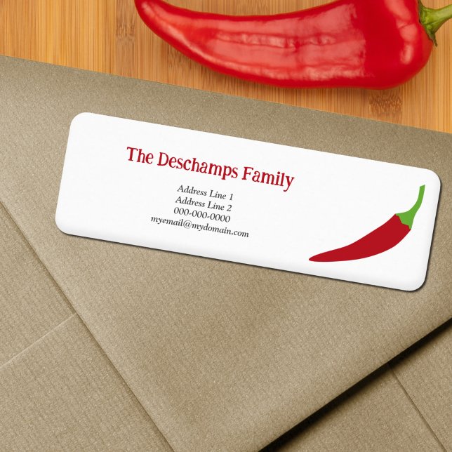 Label d'adresse de retour Red Chili Pepper (Red Chili Pepper Return Address Label)