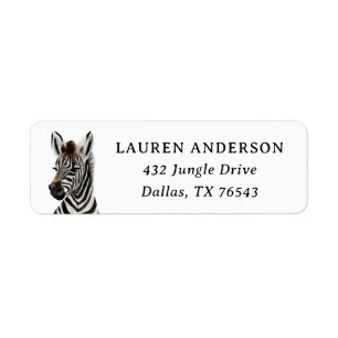 Label d'adresse de retour Safari Baby shower Zebra