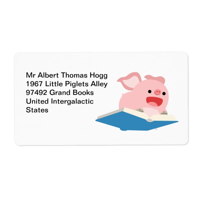 Label Flying Book and Pig Avery Shipping (Devant)