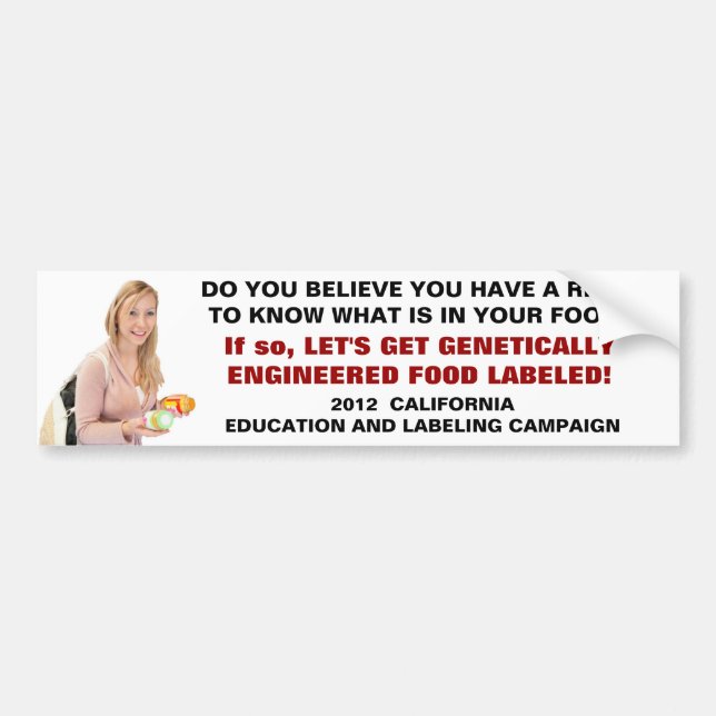 Label genetically engineered food bumper sticker (Front)