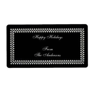 Label Gift Sticker Silver Trim on Black