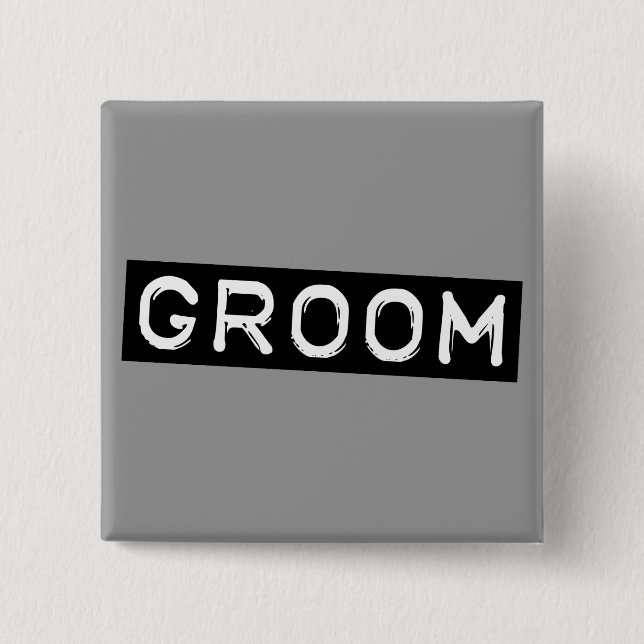 Label Groom 2 Inch Square Button (Front)