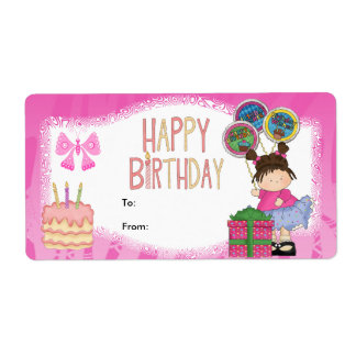 Label Kids Gift Tag Birthday Pink