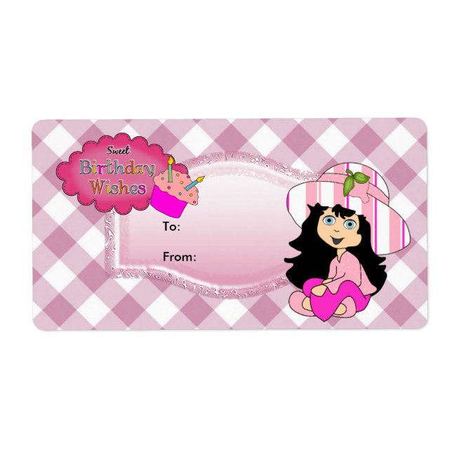 Label Kids Gift Tag Birthday Pink (Front)