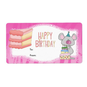 Label Kids Gift Tag Birthday Pink