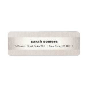 Label Linen Silver Elegant Striped Address