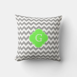 Label-Quatrefoil-LimeGreen-Inner-WhiteFrame-001.pn Throw Pillow