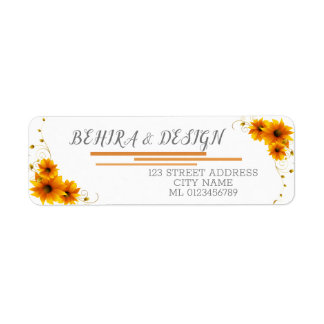 Label Sunflower Elegant Rustic Geometric