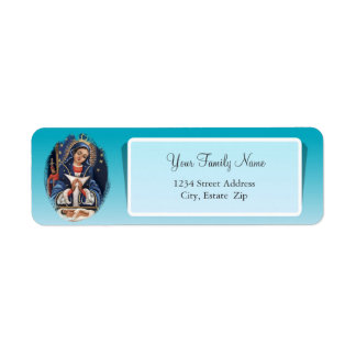 Label Virgen de la Altagracia Blue Adresse de reto