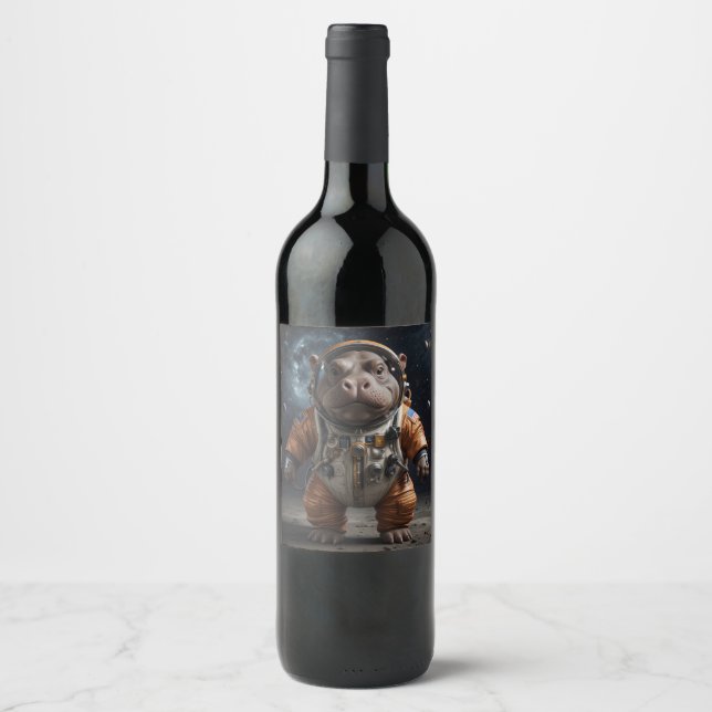 Label with hippopotamus in spacesuit (Front)