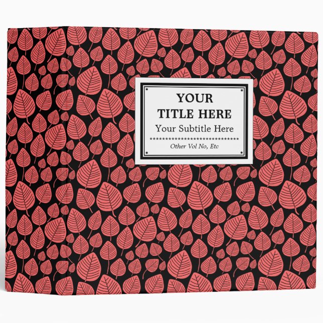 Labelled (2in) - Leaves - Tropical Pink on Black Binder (Front/Spine)