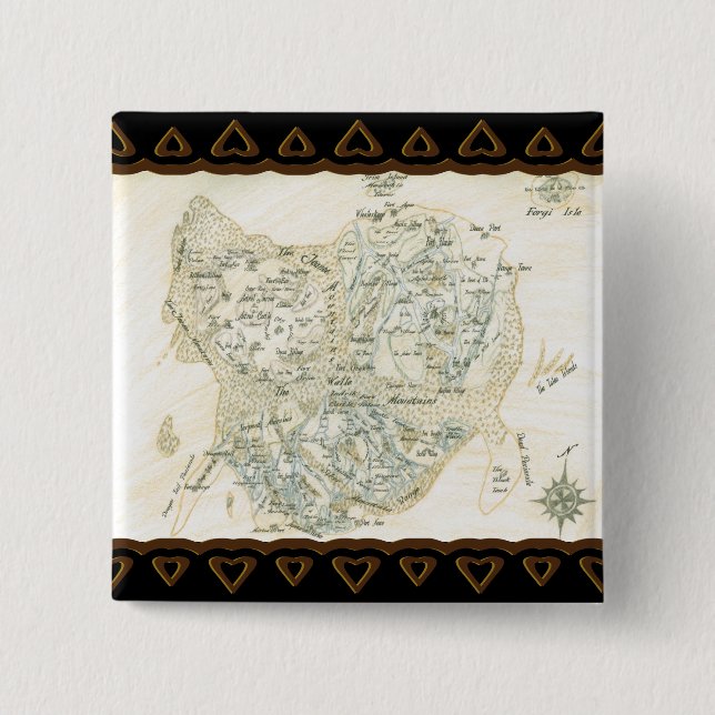 Labelled Map of Trino 2 Inch Square Button (Front)