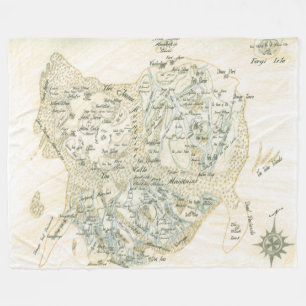 Labelled Map of Trino Fleece Blanket