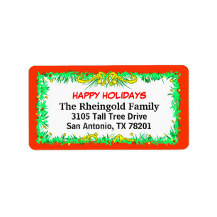 Labels - Christmas -Red Border Family Label