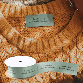 Labels Clothing Tags Handmade Items Script Green Satin Ribbon